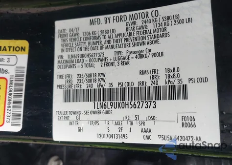 2017 Lincoln Continental Livery from USA, damaged, VIN 1LN6L9UK0H5627373